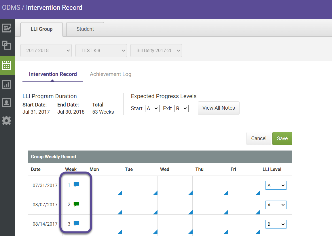 Add/Edit Group/Student Notes Screen Overview on Heinemann Fountas ...